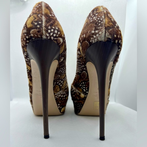 Valentino Pony Style Rockstud Leather Heels 39EU Pony Hair Sexy Pumps - Picture 3 of 5